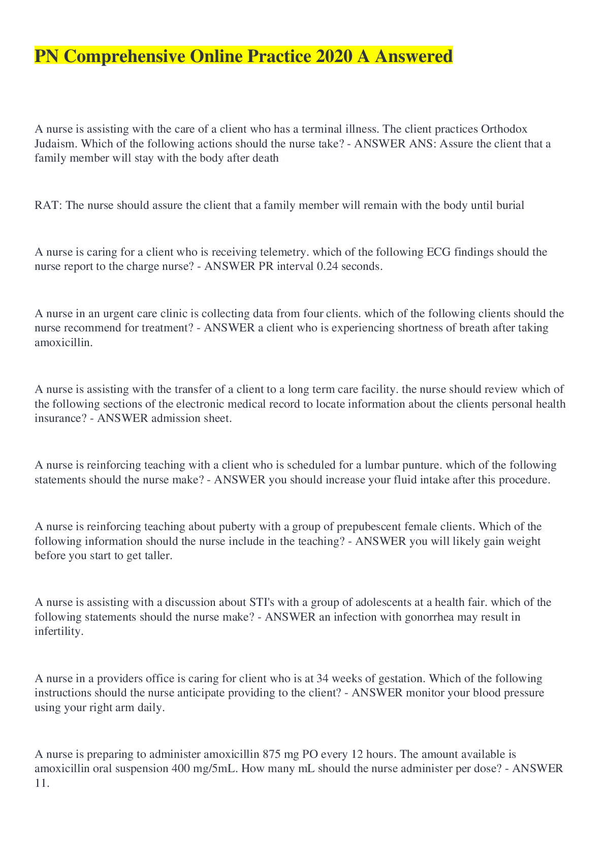 Preview image of PN Comprehensive Online Practice 2020 A document